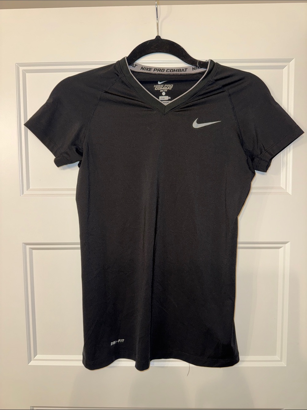 Nike Black Short Sleeve Dri-Fit Tee with Silver Swoosh